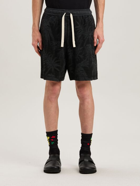 PALM ANGELS  Palms Curved Logo Shorts NERO - GRIGIO PMCI025S25FAB001