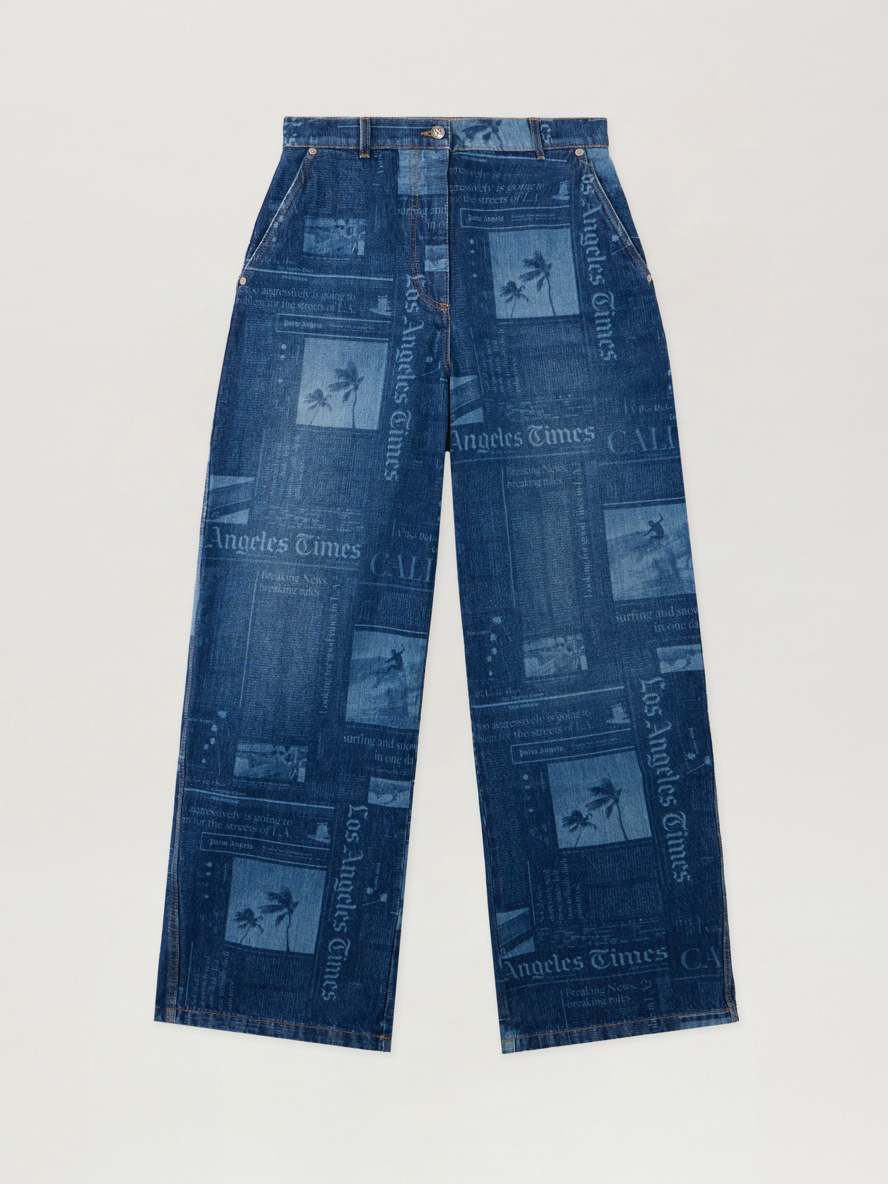 PALM ANGELS PaxLaTimes Baggy Denim Pants MEDIUM BLUE - DUSTY BLUE PWYB040F25DEN001