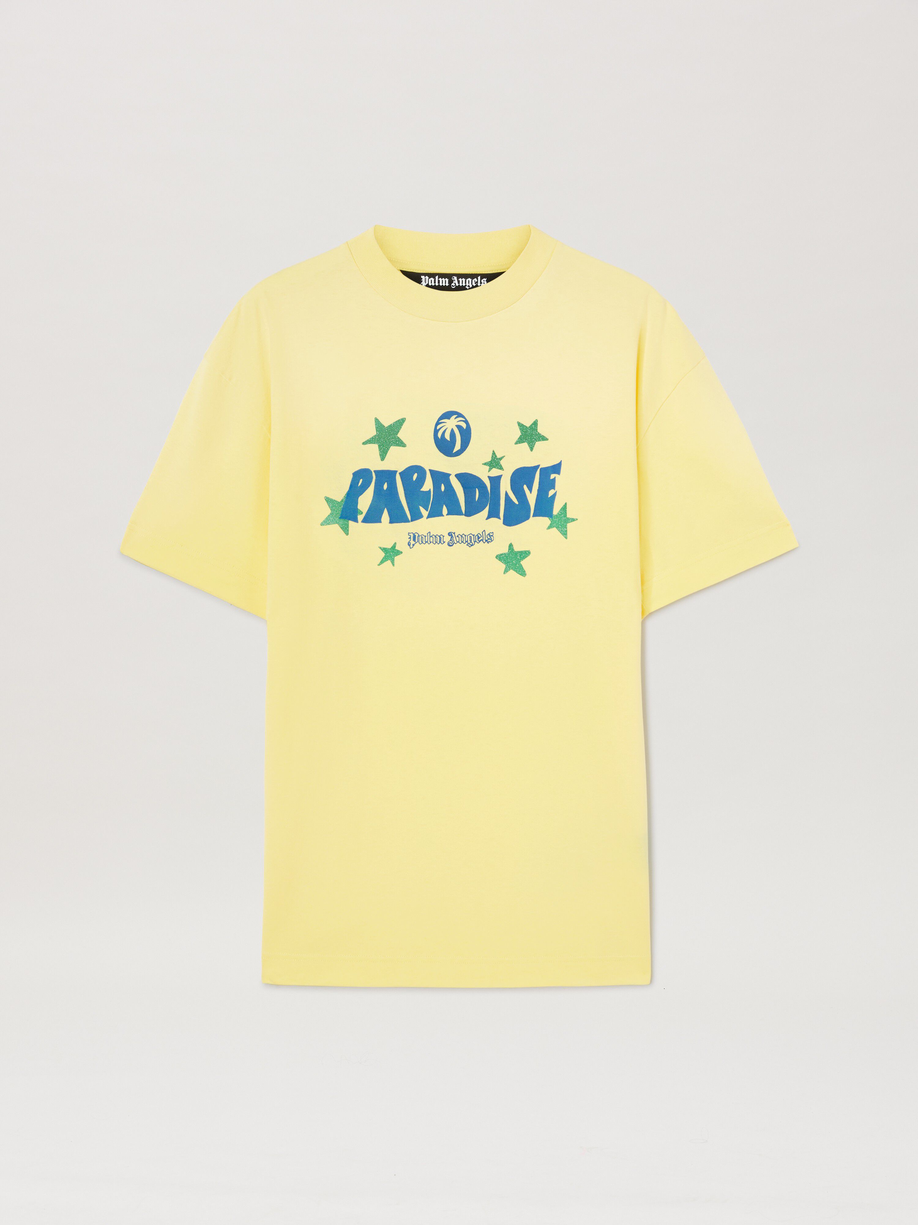 PALM ANGELS  Paradise T-shirt GIALLO - BLU PMAA001S25JER001