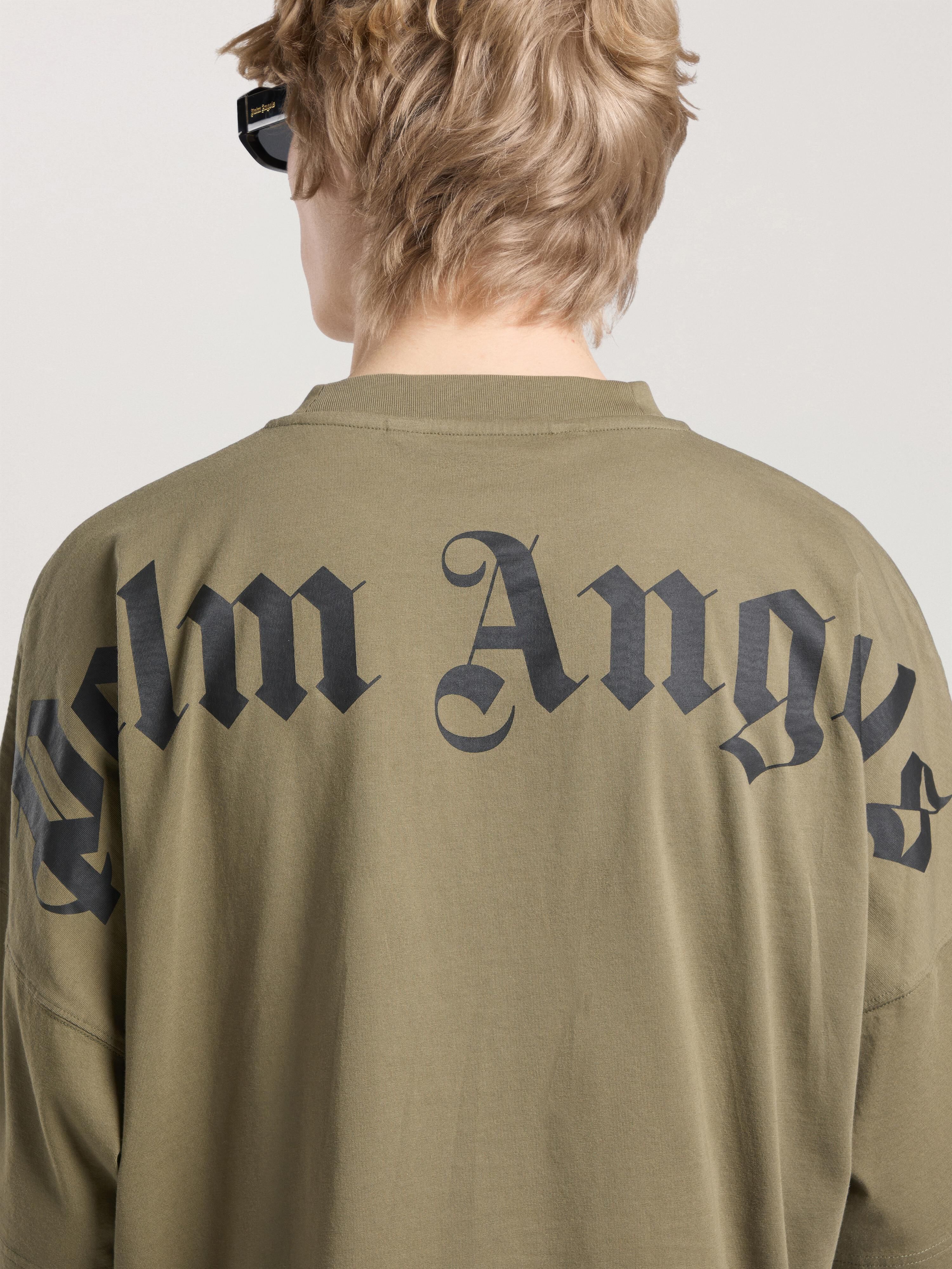 Classic Logo Oversized T-Shirt PALM ANGELS Classic Logo Oversized T-Shirt OLIVE GREEN - BLACK PAMAA05F26JR02