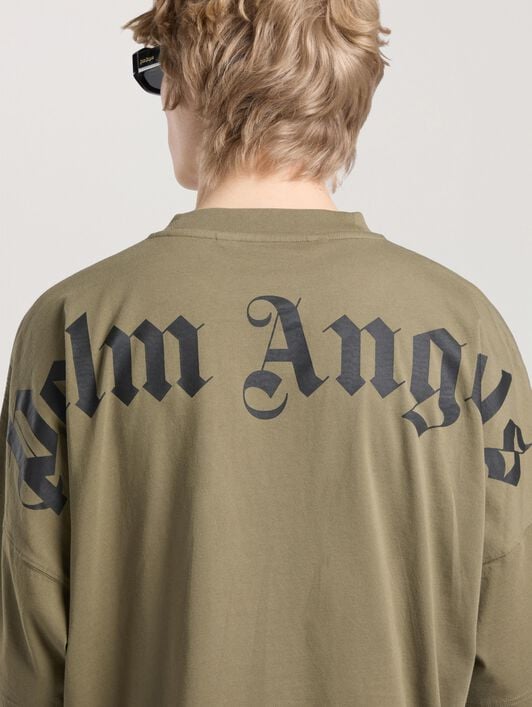 Classic Logo Oversized T-Shirt PALM ANGELS Classic Logo Oversized T-Shirt OLIVE GREEN - BLACK PAMAA05F26JR02