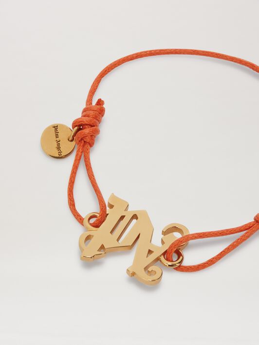 PALM ANGELS  Monogram cord bracelet ORANGE - GOLD PWOA045S25MAT001