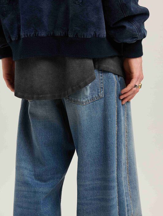 PALM ANGELS  Jeans mit geschwungenem Logo LIGHT BLUE - LIGHT BLUE PMYA049S25DEN002