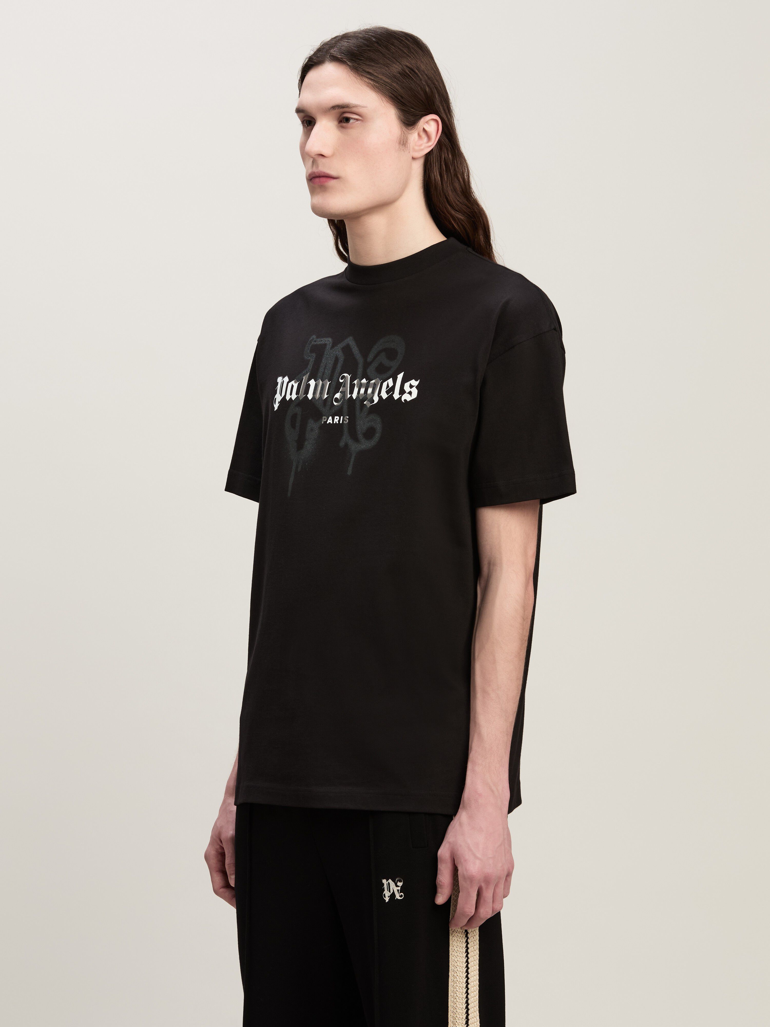 PALM ANGELS Monogram Spray City T-Shirt Paris BLACK PMAA001C99JER027