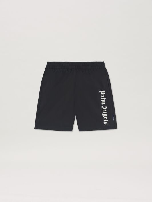 PALM ANGELS  Overlogo Swimshort BLACK - OFF WHITE PBFD003C99FAB001