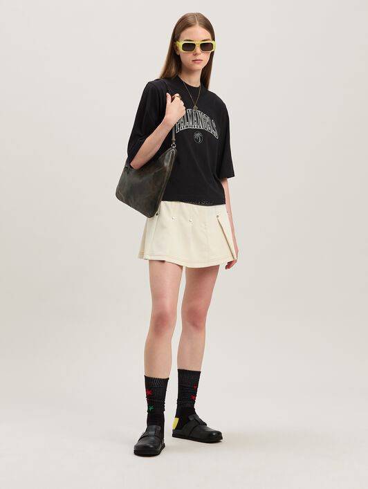 PALM ANGELS  College cropped T-shirt NERO - AVORIO PWAA020S25JER004