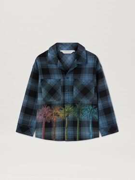 PALM ANGELS  Flannel printed shirt LIGHT PINK OFFWHITE PG2X012S25JER001