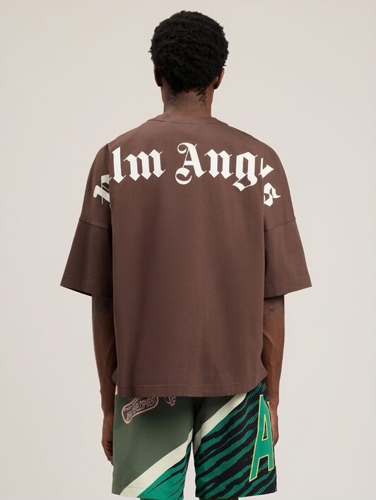 PALM ANGELS Classic Logo Over T-Shirt BROWN OFF WHITE PMAA10BS26JER001