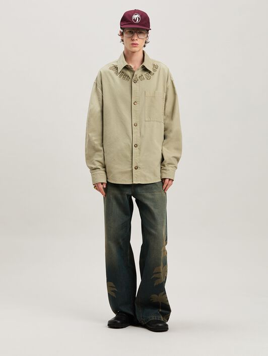 PALM ANGELS  Palm lasered denim pants MARRONE - GRIGIO PMYA049S25DEN001