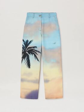 PALM ANGELS  Sunrise Palm baggy denim pants MULTICOLOR - BLACK PWYB040S25DEN001
