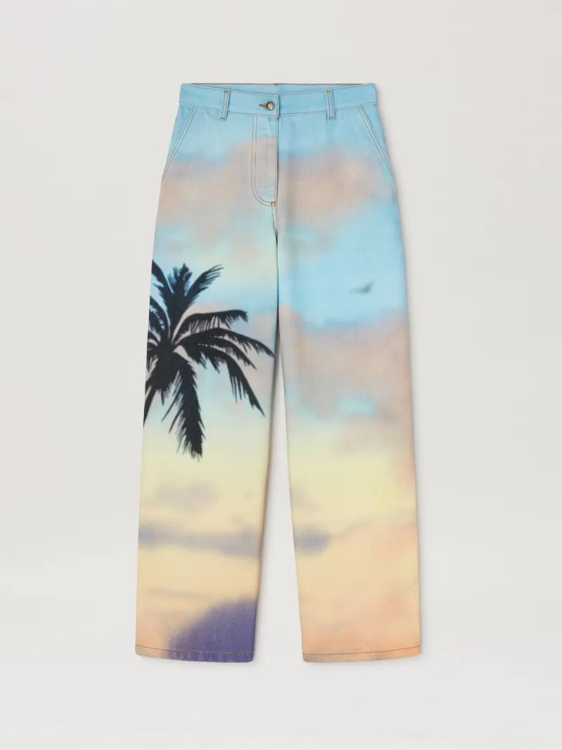 PALM ANGELS  Sunrise Palm baggy denim pants MULTICOLOR - BLACK PWYB040S25DEN001