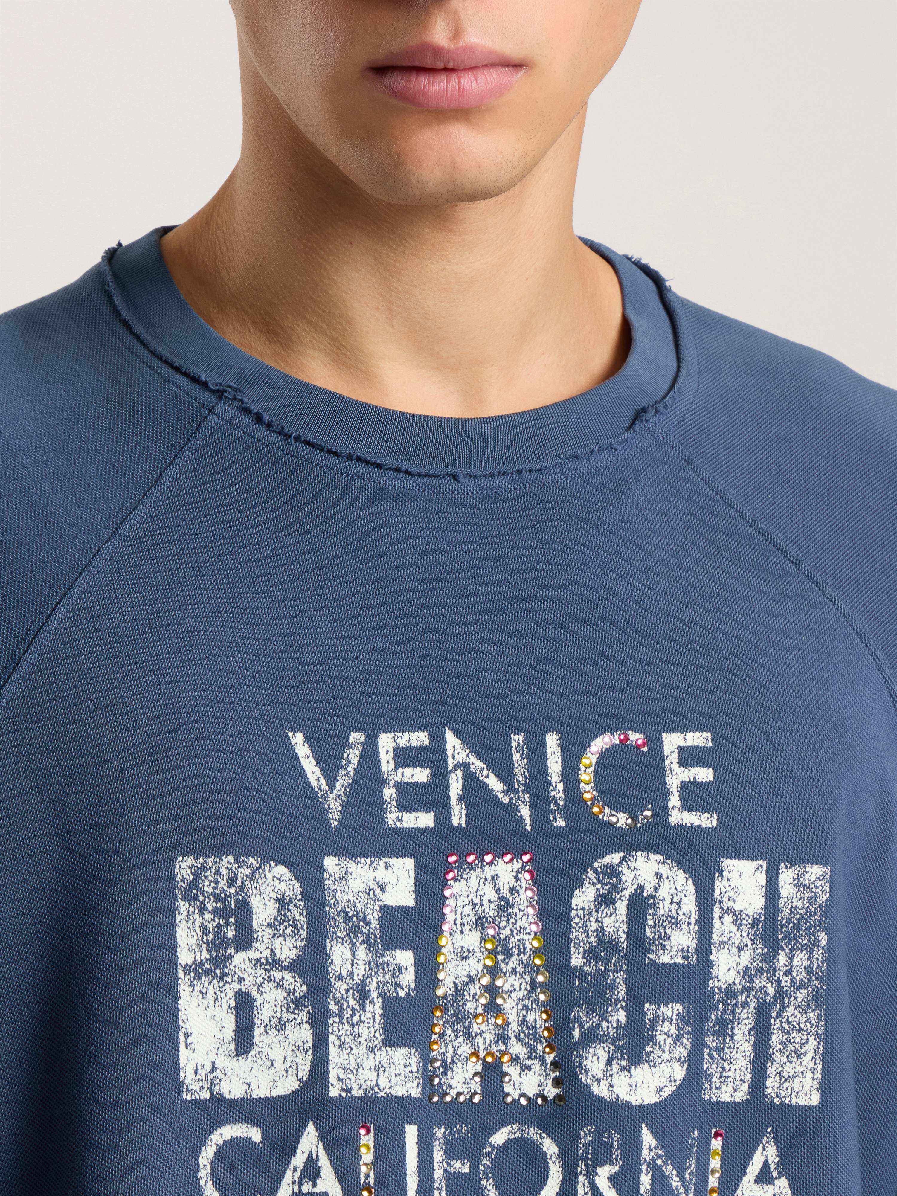 PALM ANGELS Cali Vibes Layered Tee L/S NAVY BLUE - OFF WHITE PAMAB03F26JR01