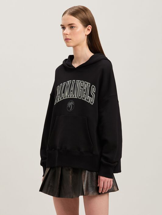 PALM ANGELS  College Hoodie BLACK - IVORY PWBB023S25FLE001