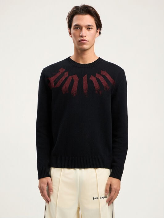 Big Neck Logo Sweater PALM ANGELS Big Neck Logo Sweater BLACK BURGUNDY PMHE08CS26KNI001