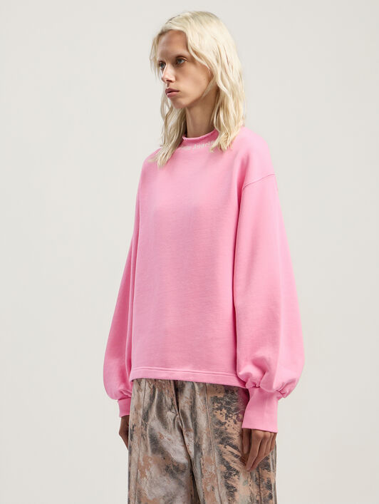 PALM ANGELS Curved Logo Collar Balloon Sweatshirt PINK - OFF WHITE PWBA05EF25FLE001