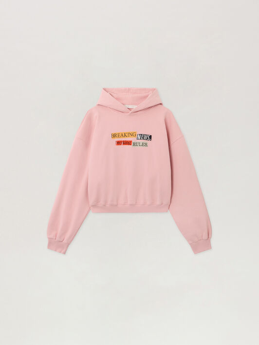 PaXLaTimes Quote Crop Hoodie PALM ANGELS PaXLaTimes Quote Crop Hoodie PINK - MULTICOLOR PWBB076F25FLE005