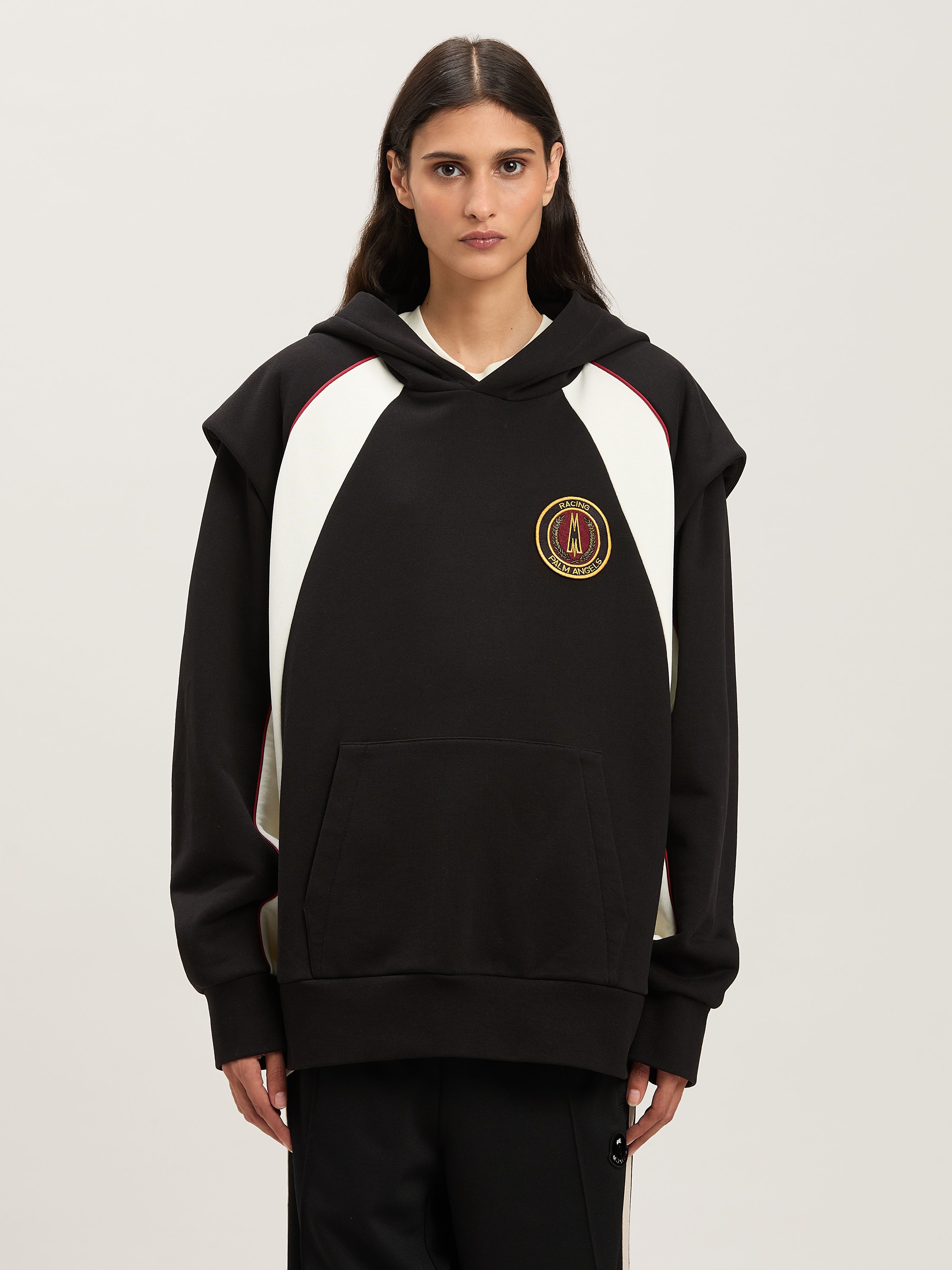 PALM ANGELS  Crest hoodie Moncler x Palm Angels BLACK - WHITE PMBB175T25FLE001