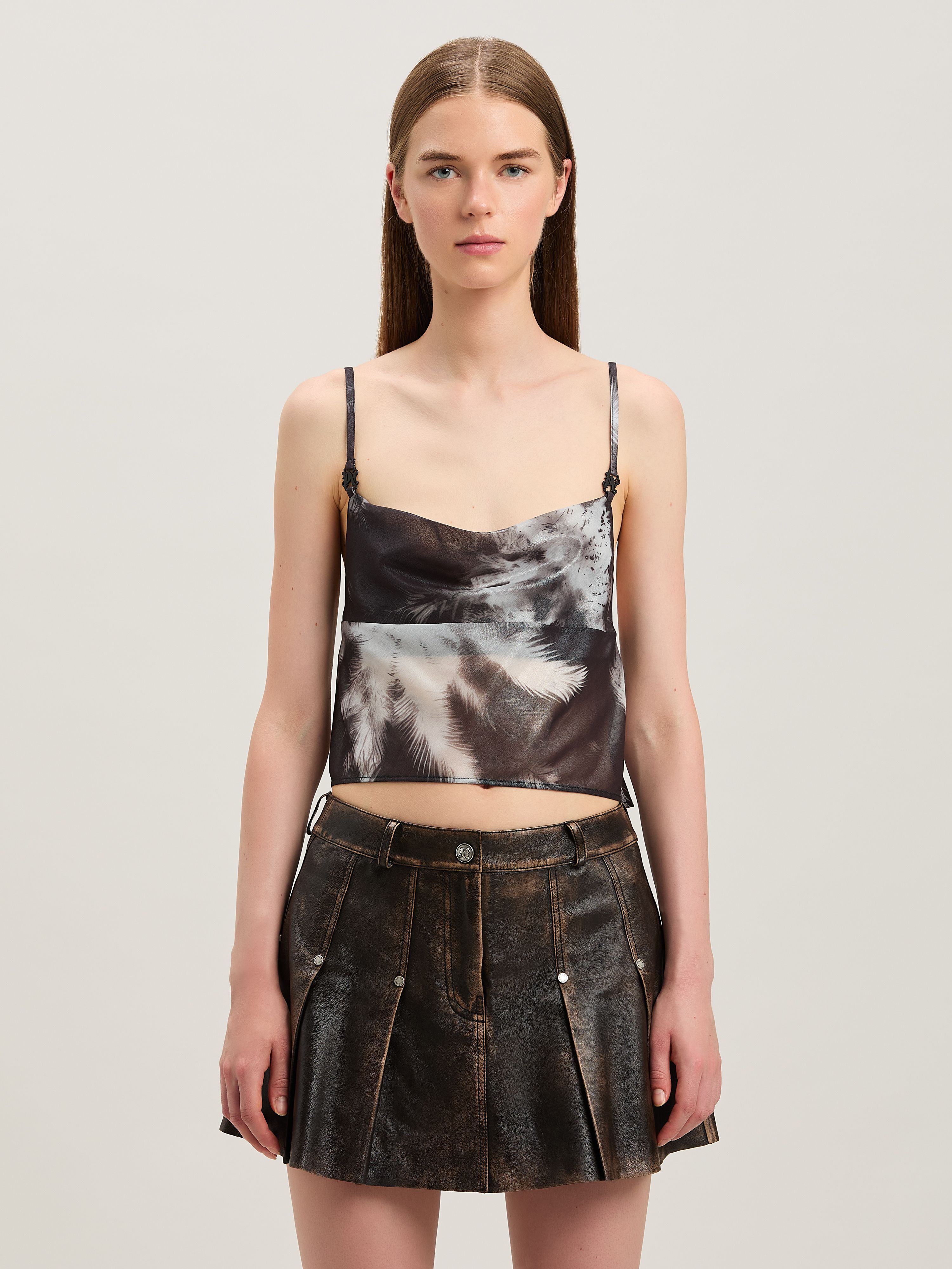 PALM ANGELS  Blueprint palms top BLACK - OFF WHITE PWAD073S25FAB001