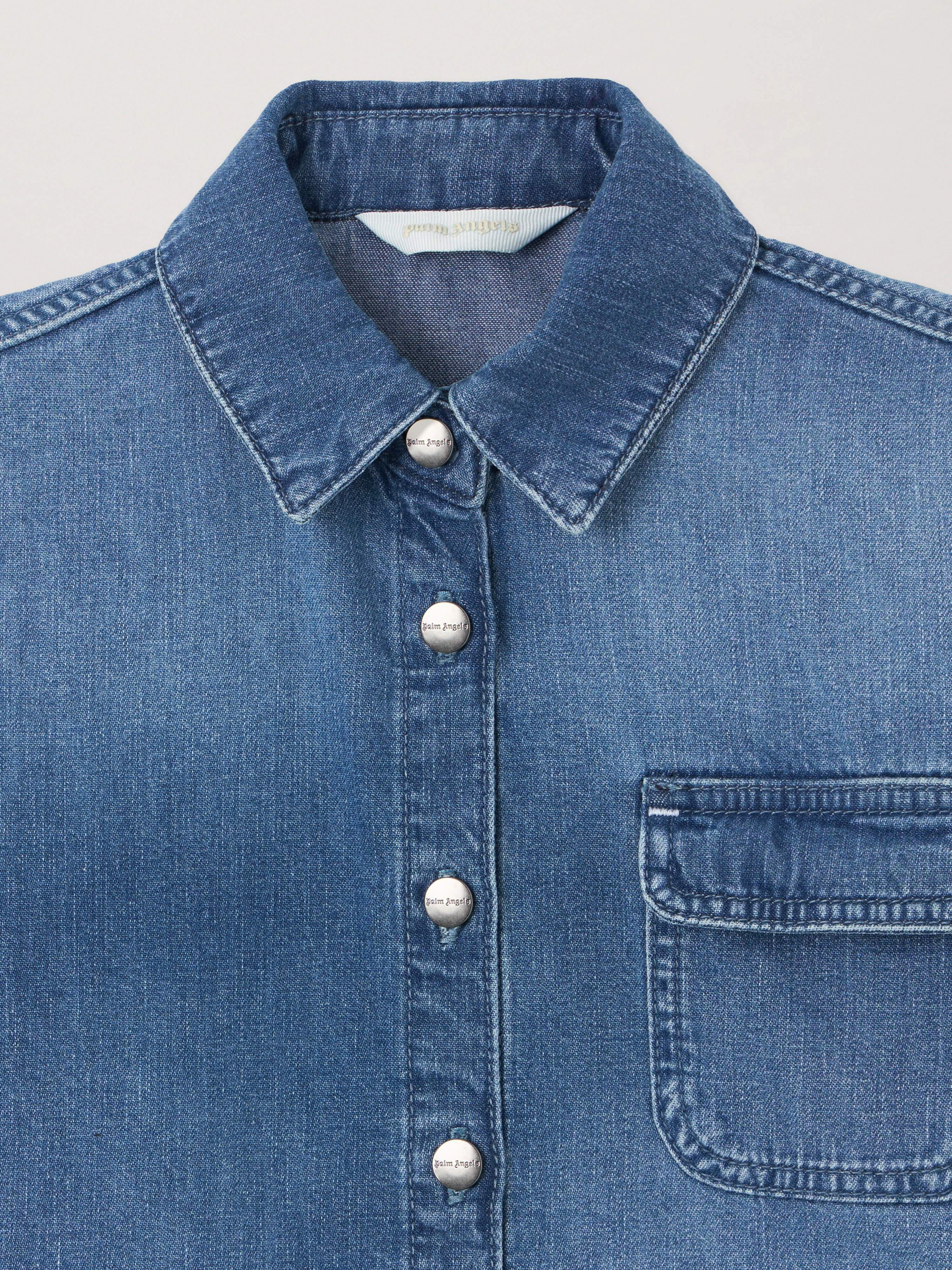 PALM ANGELS Chambray Overshirt Raw Edge CELESTE/LIGHT BLUE PGYD002S26DEN001