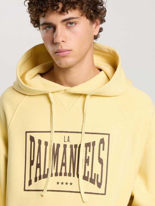 PALM ANGELS Vintage Box Logo Loose Hoodie LIGHT YELLOW - MAUVE PAMBB04F26FL01