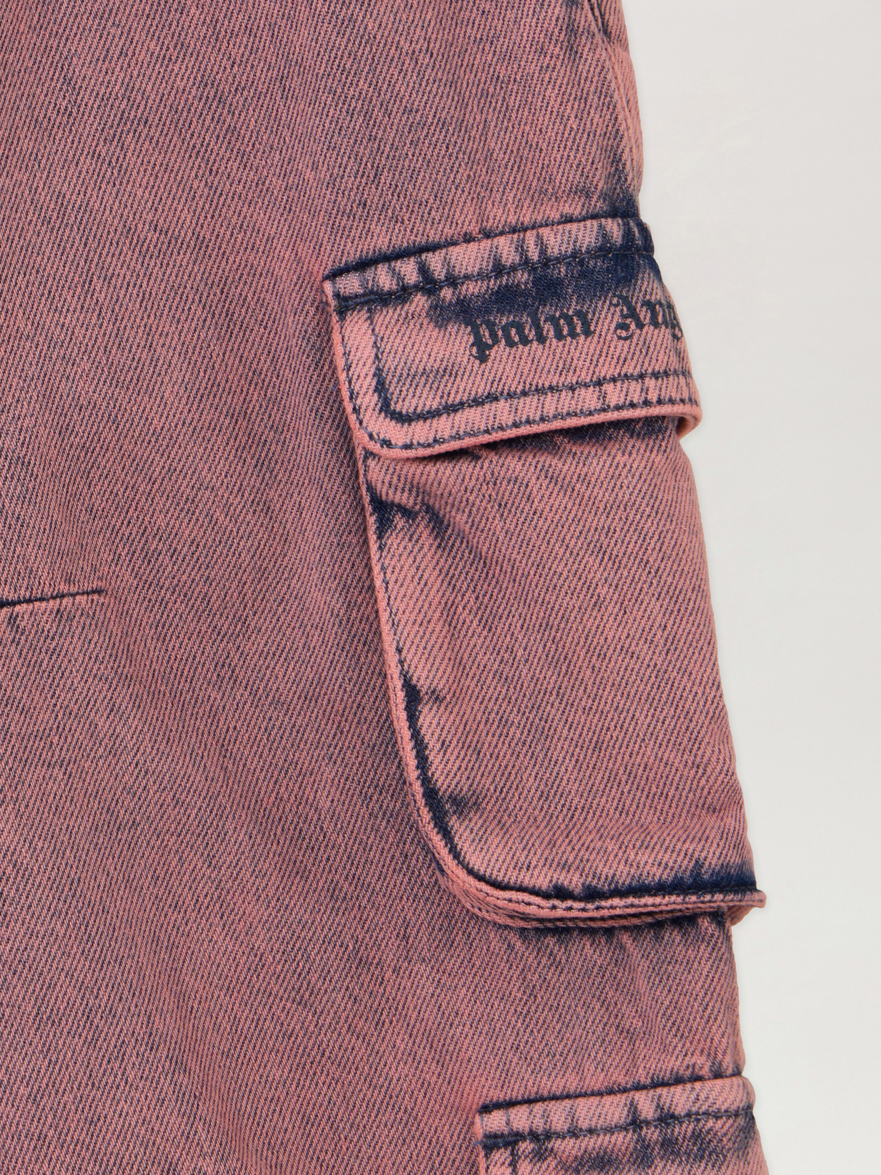 PALM ANGELS Logo Overdye Cargo Denim ANTIQUE ROSE BLUE PGYB002F25DEN001
