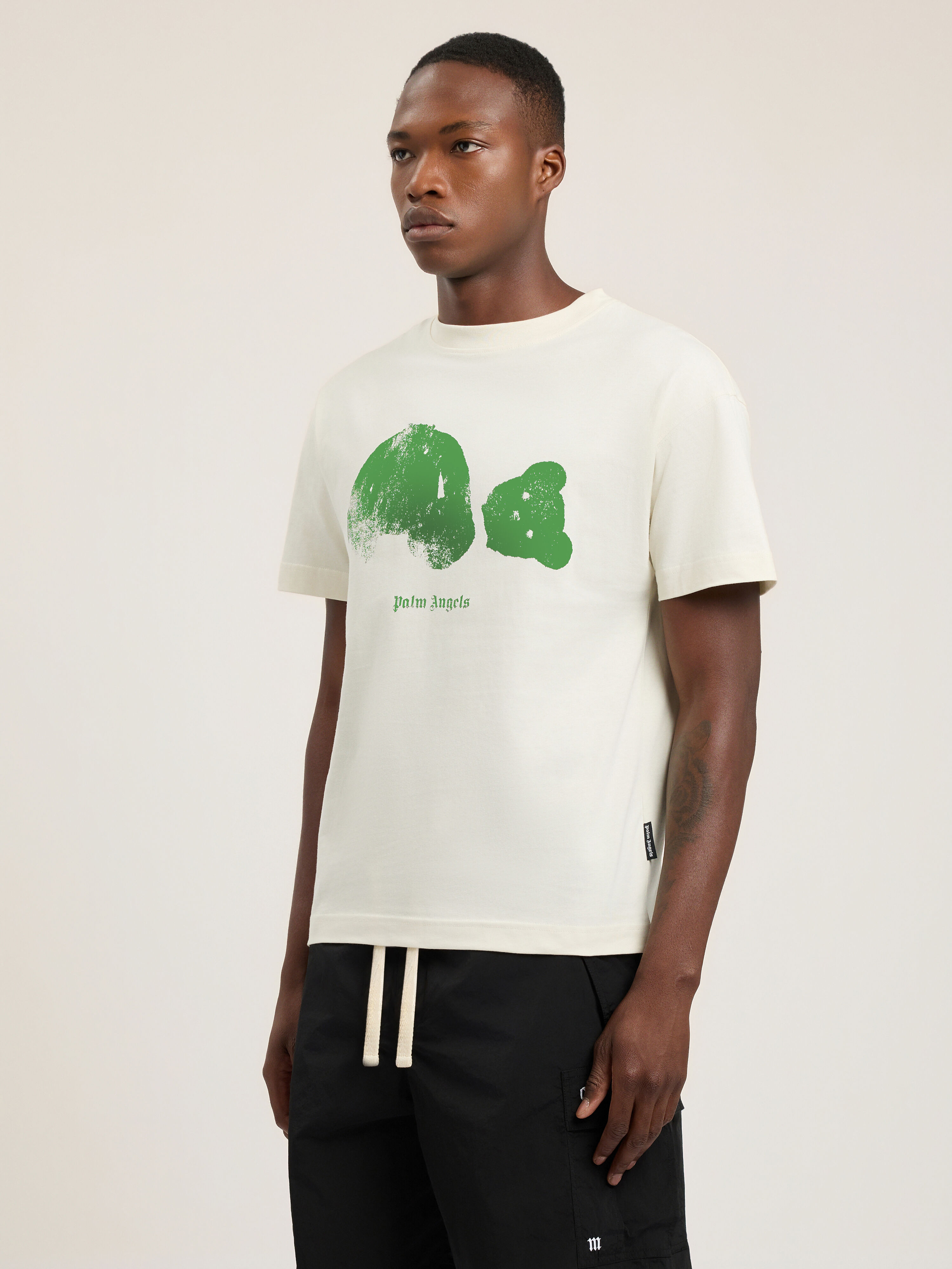 Spray Bear T-Shirt PALM ANGELS Spray Bear T-Shirt OFF White/Green PMAA109T26JER002