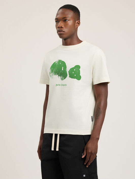 Spray Bear T-Shirt PALM ANGELS Spray Bear T-Shirt OFF White/Green PMAA109T26JER002
