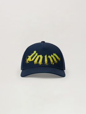 PALM ANGELS Big Neck Logo Cap NAVY BLUE LIME PMLB104S26FAB009
