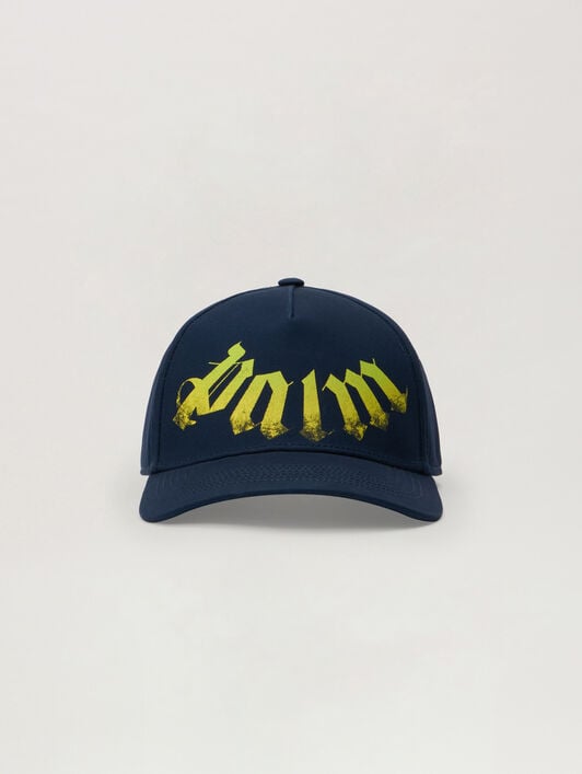 Big Neck Logo Cap PALM ANGELS Big Neck Logo Cap NAVY BLUE LIME PMLB104S26FAB009