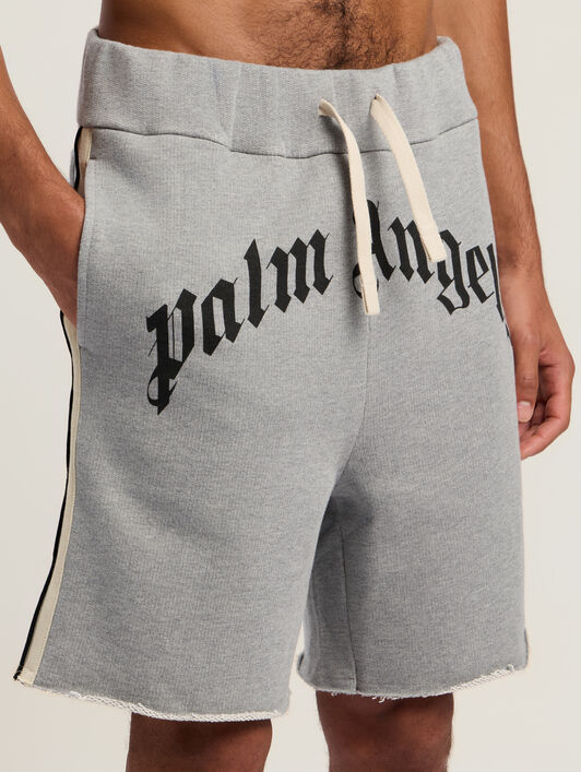 Curved Logo Track Sweatshort PALM ANGELS Curved Logo Track Sweatshort GREY MELANGE - BLACK PMCI026F25FLE001