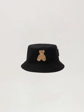PALM ANGELS Bear Bucket Hat BLACK BROWN PWLA032S26FAB004