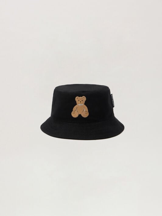 Bear Bucket Hat PALM ANGELS Bear Bucket Hat BLACK BROWN PWLA032S26FAB004