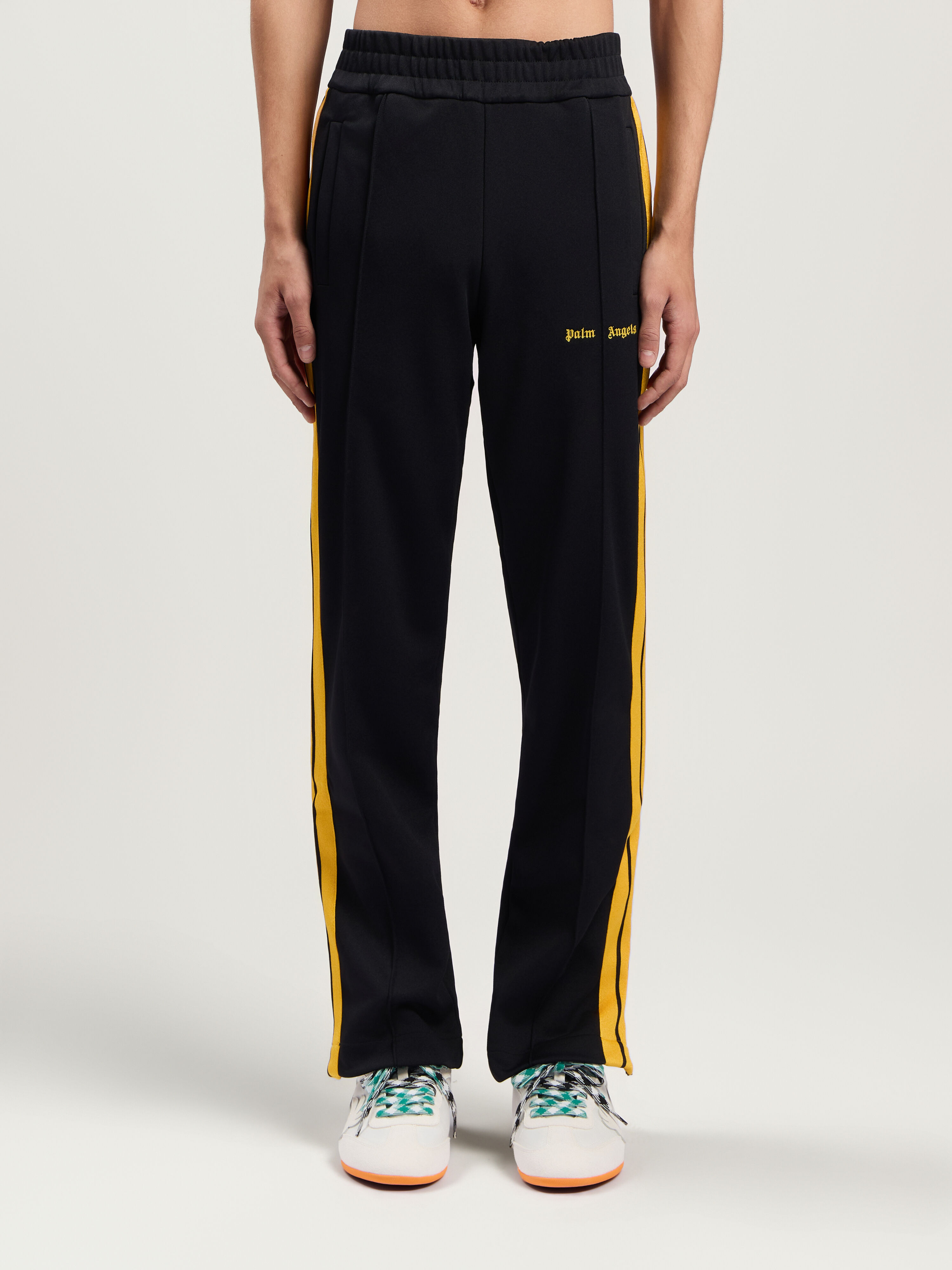 PALM ANGELS Classic Logo Color Track Pants BLACK - YELLOW PMCJ020F25FAB001