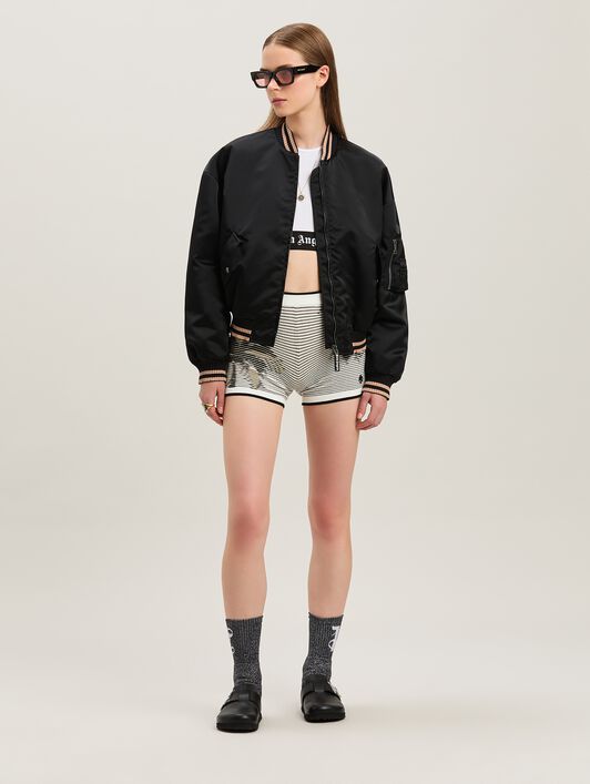 PALM ANGELS  Curved logo bomber NERO - ROSA PWEH027S25FAB001