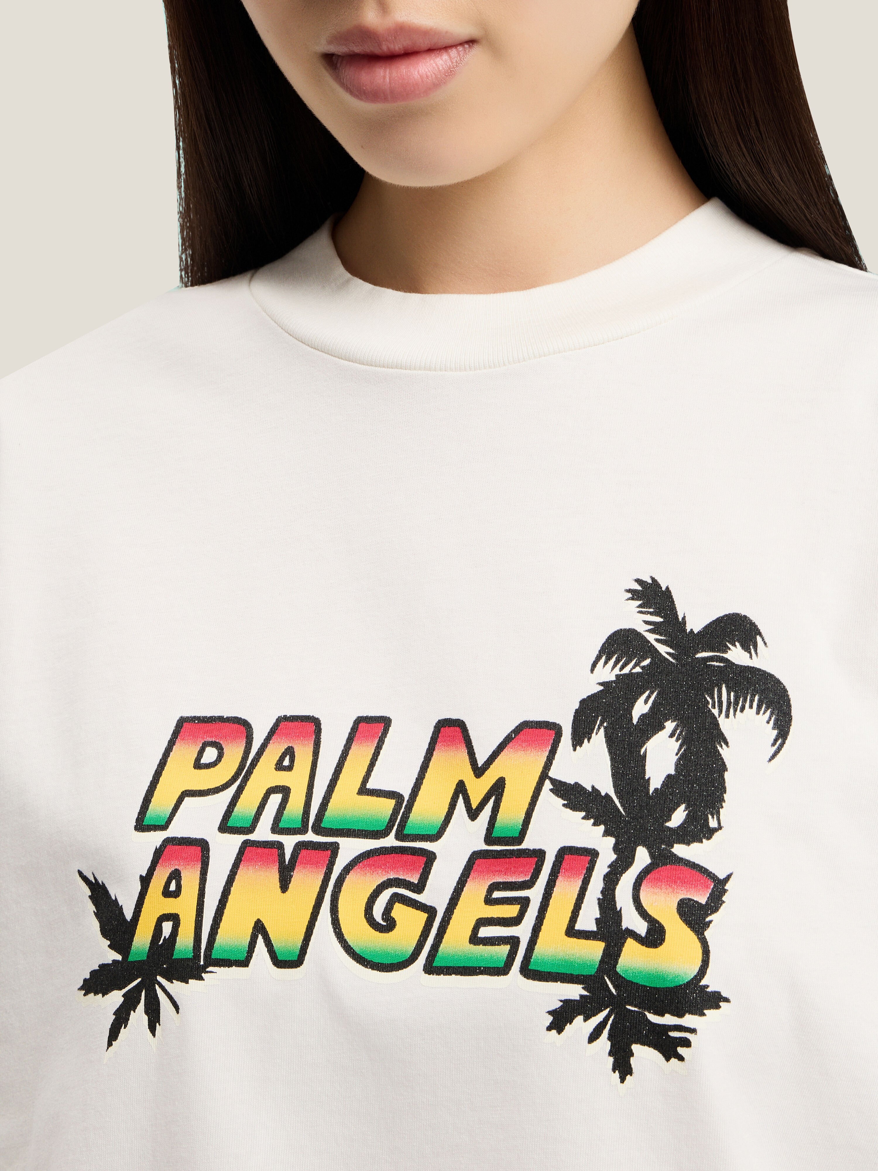 PALM ANGELS Sunset Graphic Boxy T-Shirt OFF WHITE MULTICOLOR PWAA079S26JER007