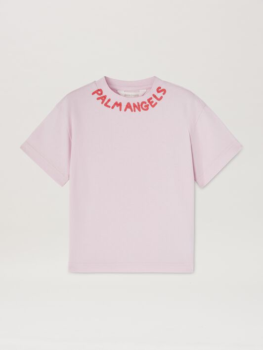 PALM ANGELS  T-Shirt mit Logo ROSE PINK CHERRY PGAA002S25JER003