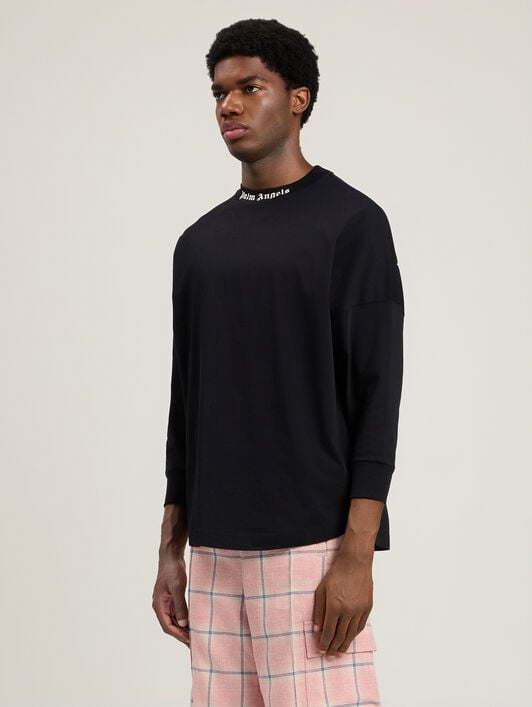 Classic Logo Long-Sleeved Over T-Shirt PALM ANGELS Classic Logo Long-Sleeved Over T-Shirt BLACK OFF WHITE PMAB059S26JER001