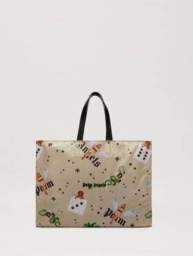 PALM ANGELS  Pin up shopping bag BLACK/PEARL PMNA07BS25FAB001
