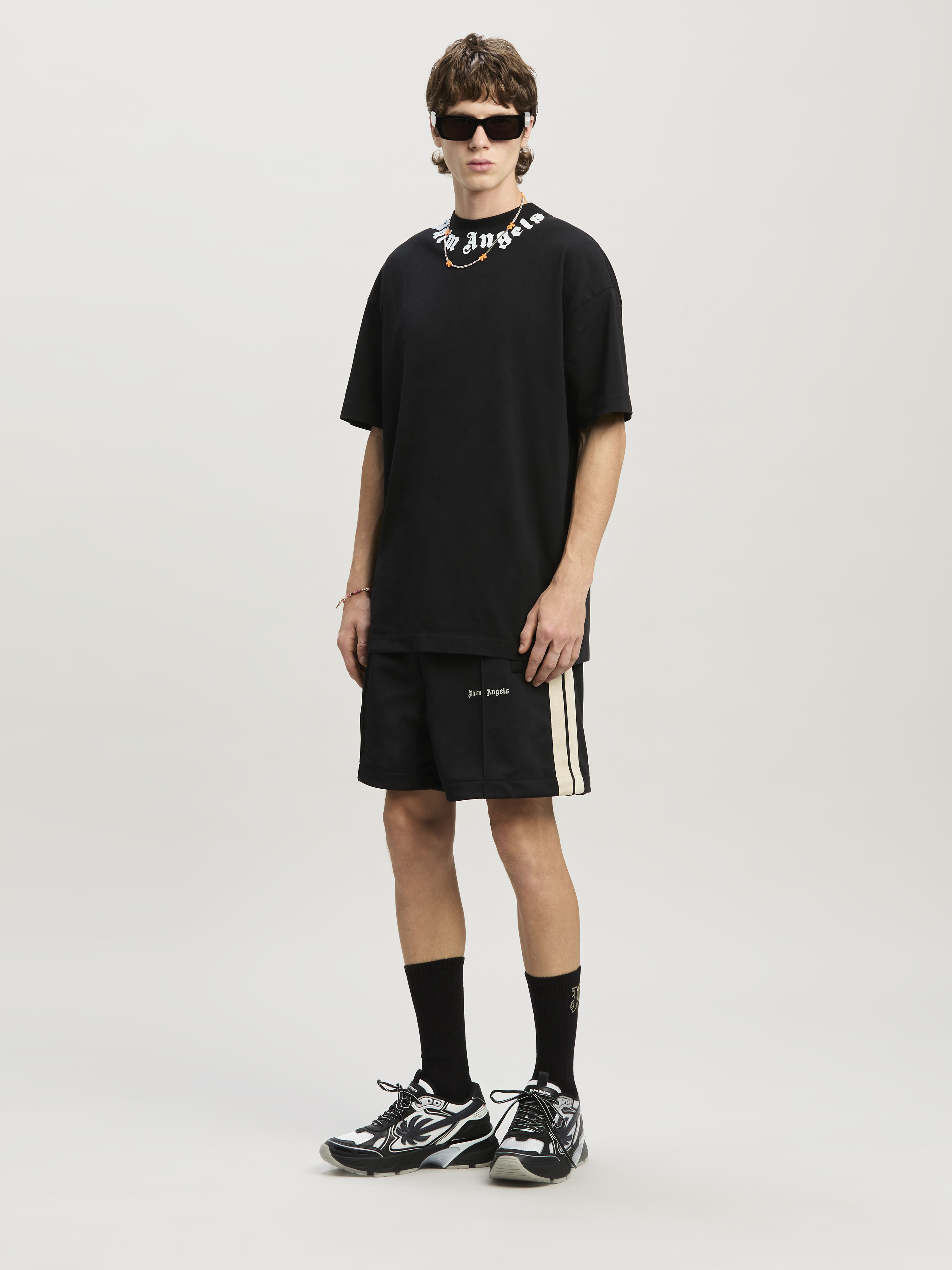 PALM ANGELS Classic Logo Track Shorts Black Off Whit BLACK OFF WHITE PMCL004C99FAB001