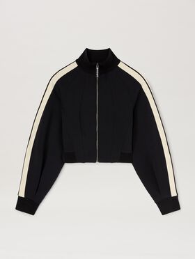 PALM ANGELS  Neoprene cropped track jacket BROWN - DARK BROWN PWJA035S25LEA001