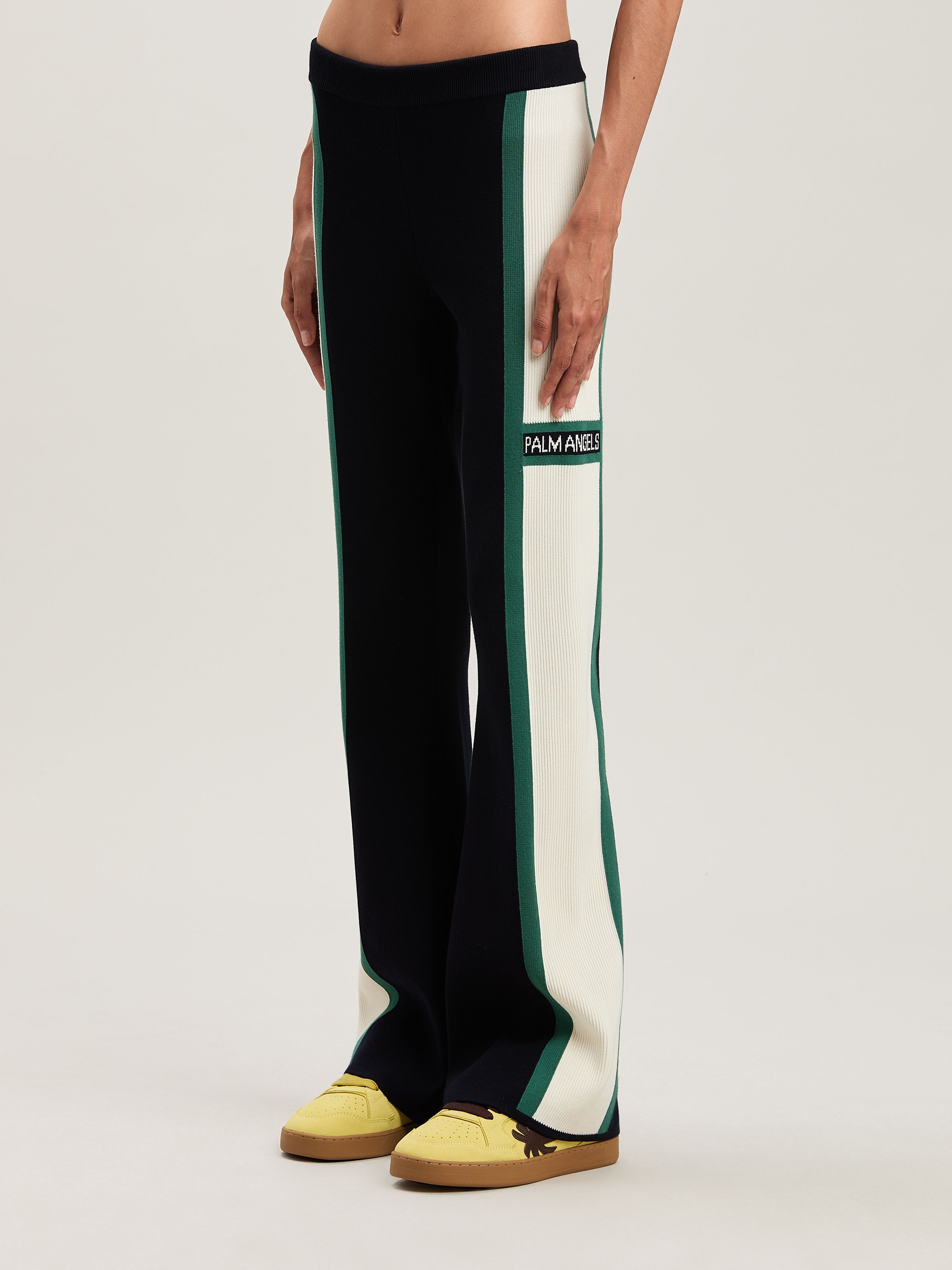 PALM ANGELS  Racing Knit Pants NAVY BLUE - OFF WHITE PWHG034S25KNI001