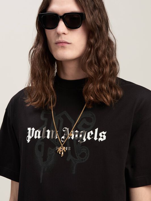 PALM ANGELS Monogram Spray City T-Shirt Paris BLACK PMAA001C99JER027