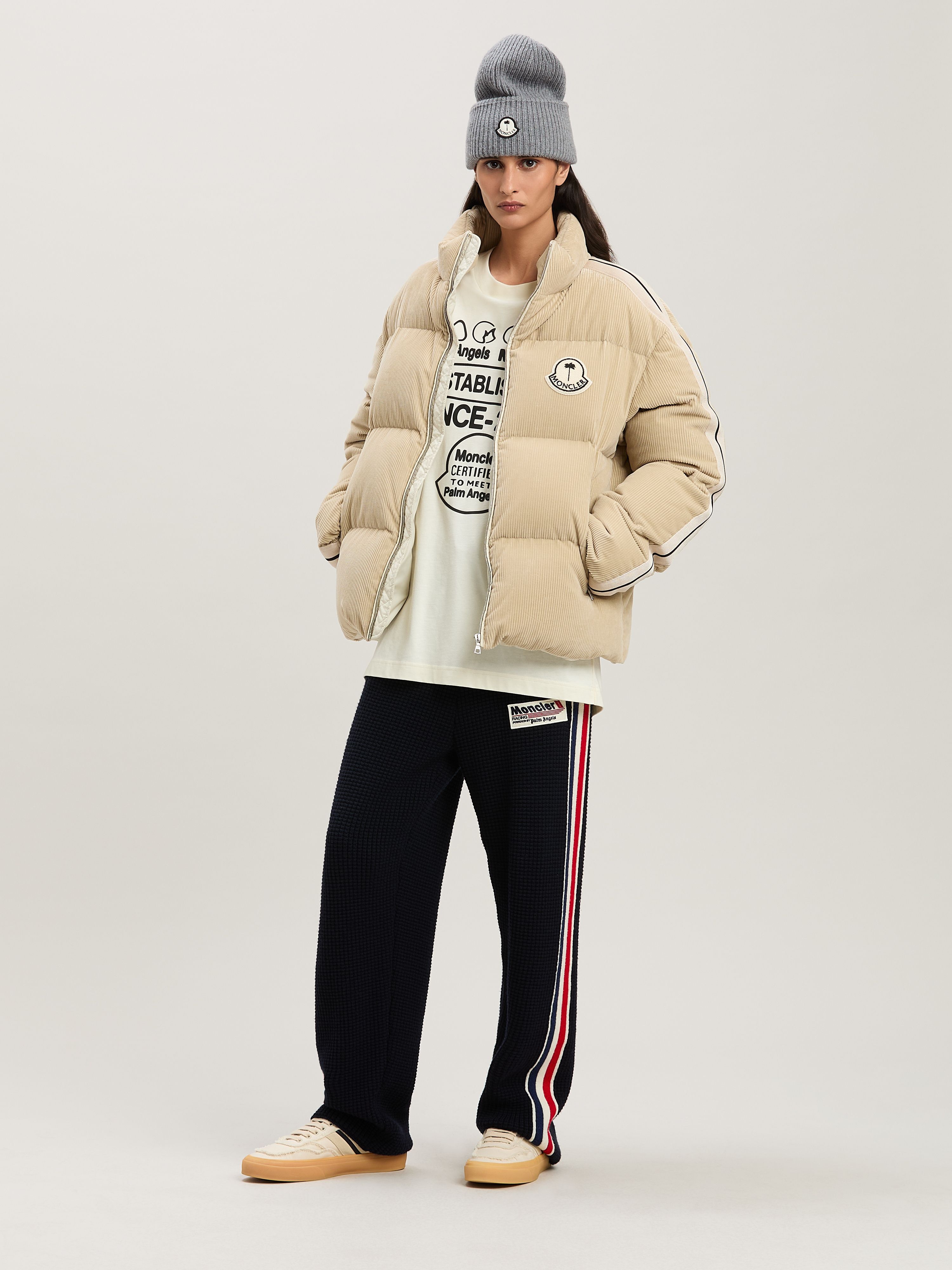 PALM ANGELS  Abrolhos down jacket Moncler x Palm Angels BEIGE - WHITE PMEJ008T25FAB001
