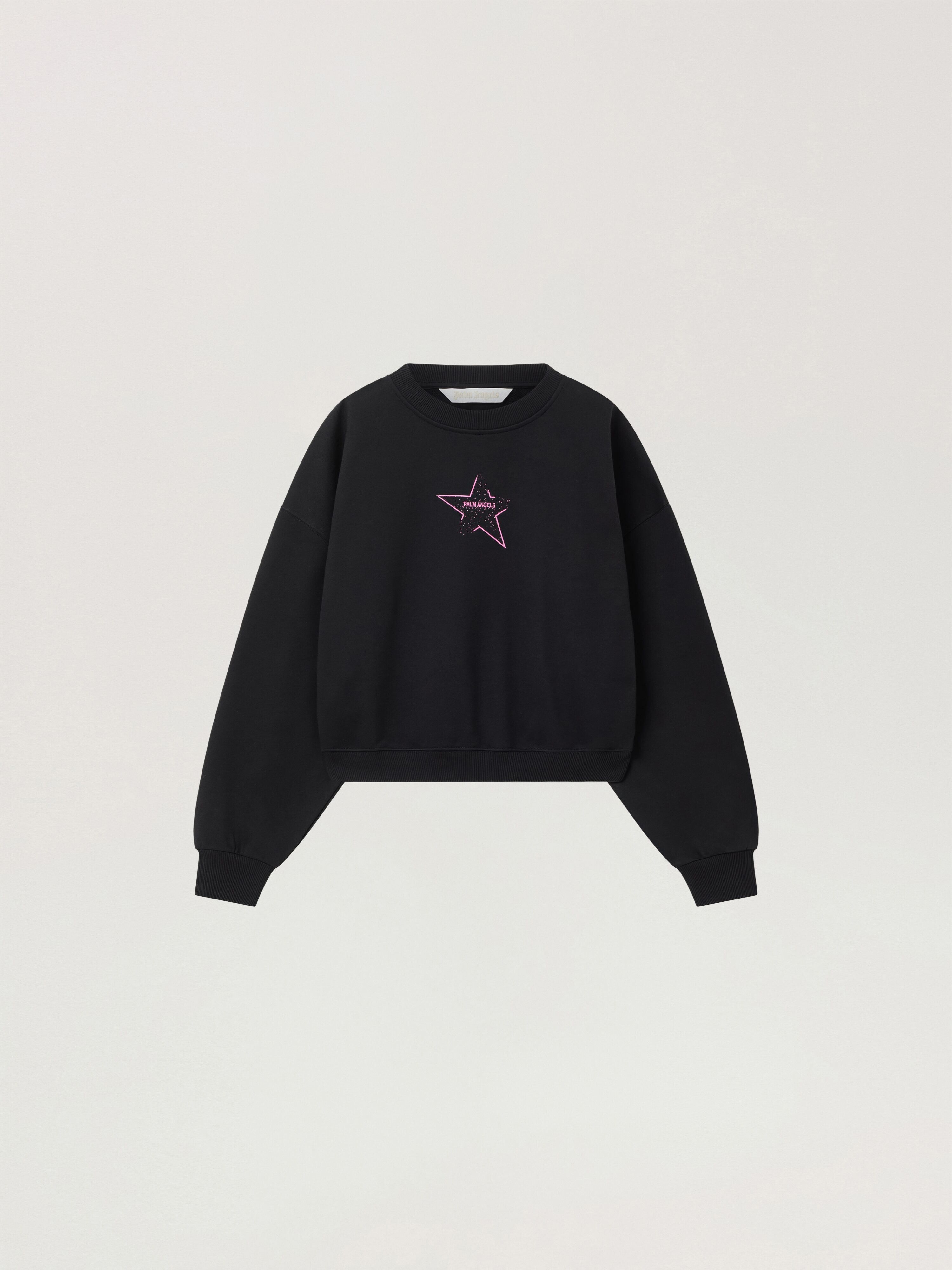 Icon Palm Loose Crop Crew PALM ANGELS Icon Palm Loose Crop Crew BLACK - PINK PAWBA03W26FL06