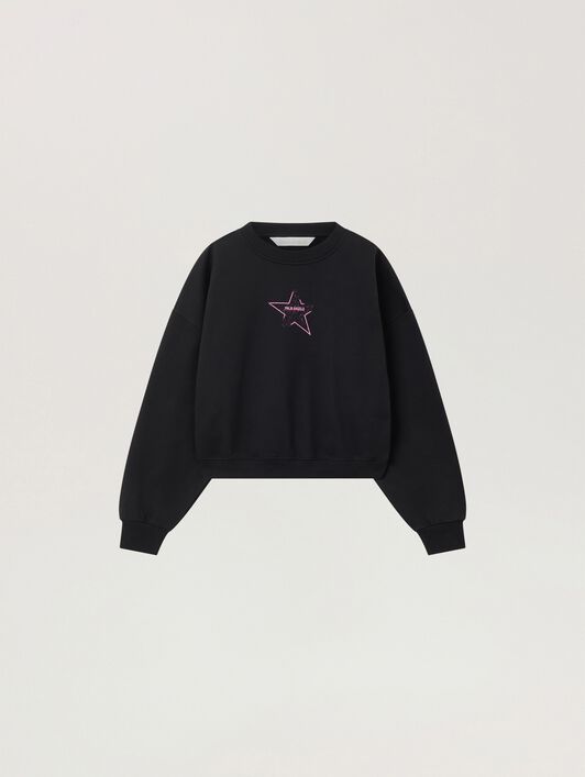 Icon Palm Loose Crop Crew PALM ANGELS Icon Palm Loose Crop Crew BLACK - PINK PAWBA03W26FL06