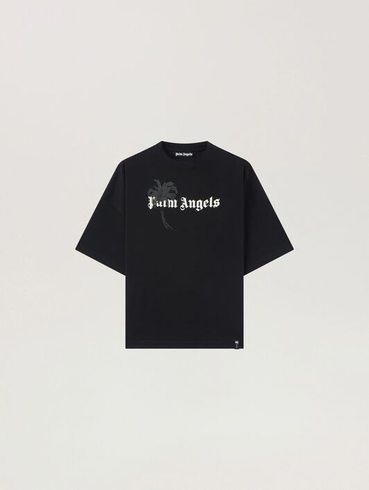 PALM ANGELS Palm Drift Loose Tee BLACK - OFF WHITE PAMAA03W26JR06