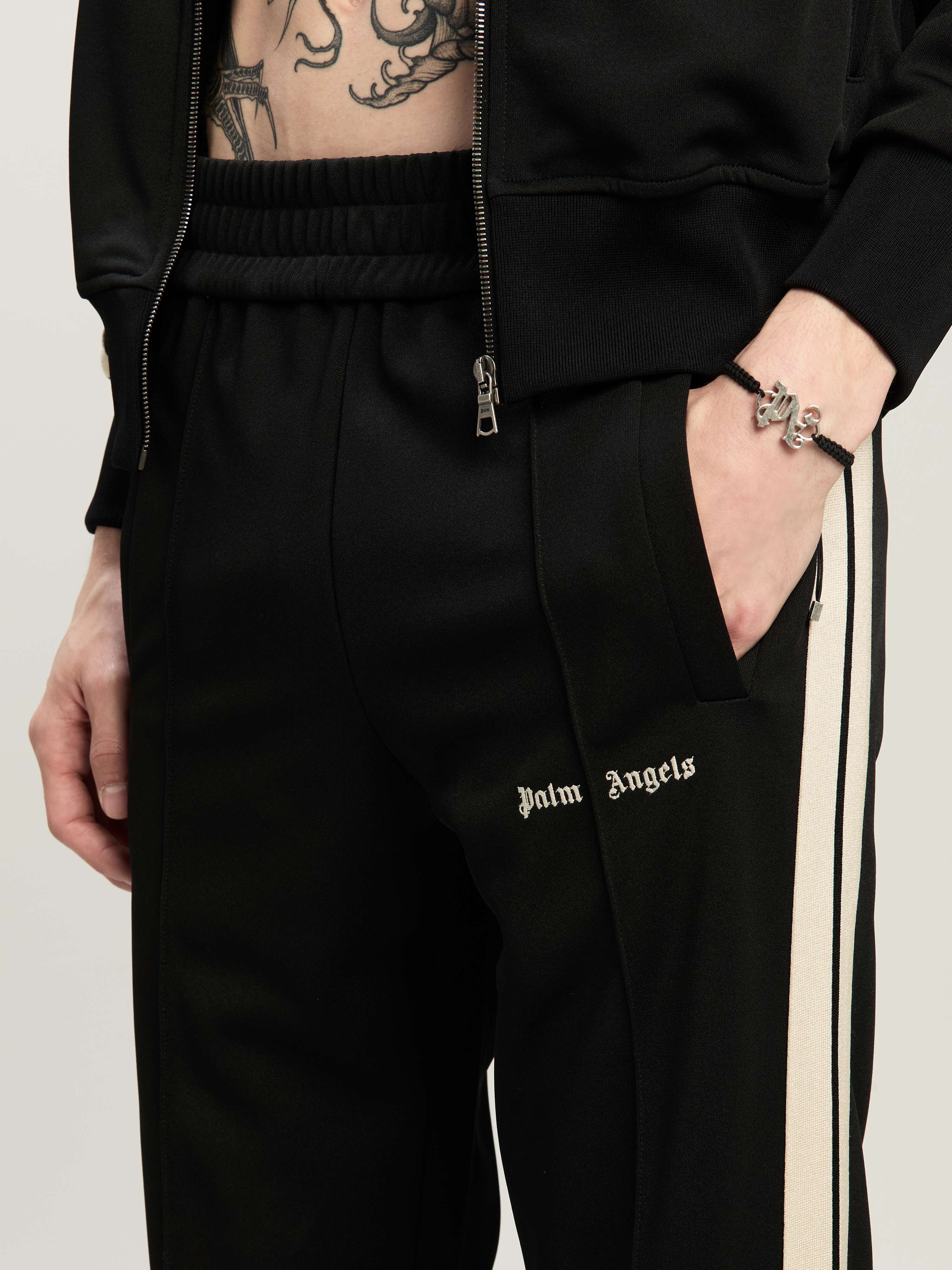 PALM ANGELS Classic Logo Track Pants BLACK - OFF WHITE PMCJ020C99FAB001