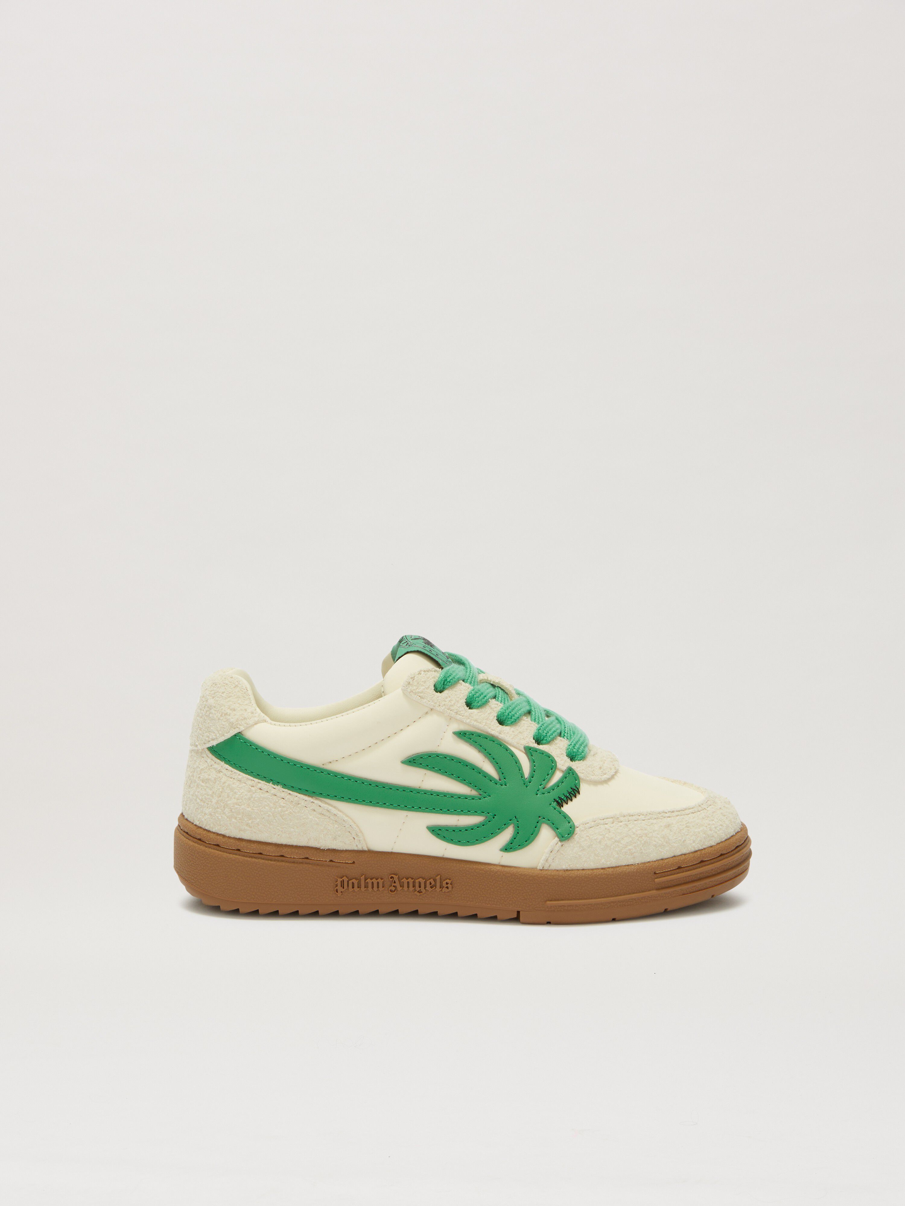 PALM ANGELS  Palm Beach University Sneakers BEIGE - GREEN PBIA015S25FAB001