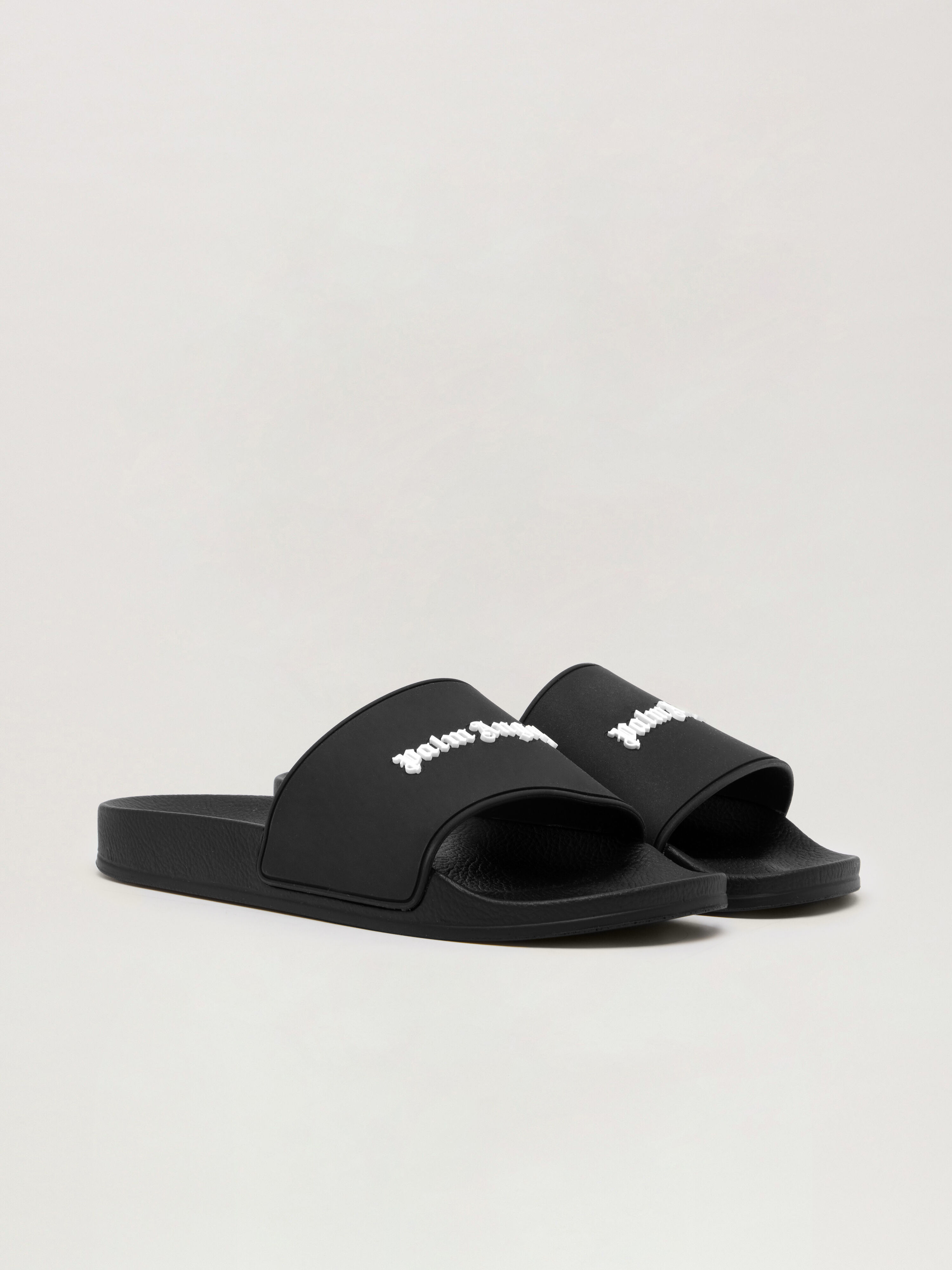 Classic Logo Pool Slider in BLACK WHITE for Women | Palm Angels®