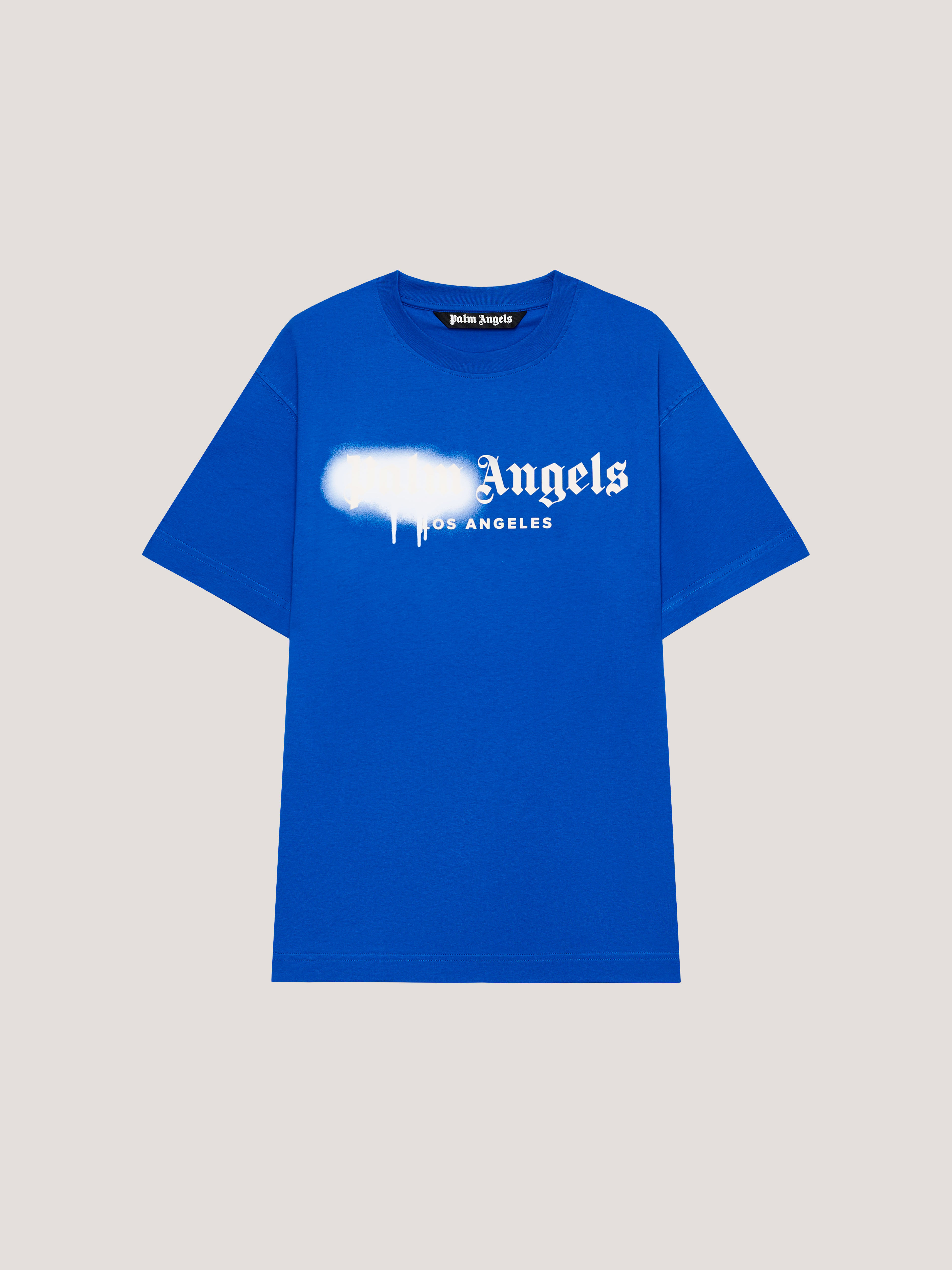PALM ANGELS Spray LA T-Shirt Blu/White PMAA109T26JER001
